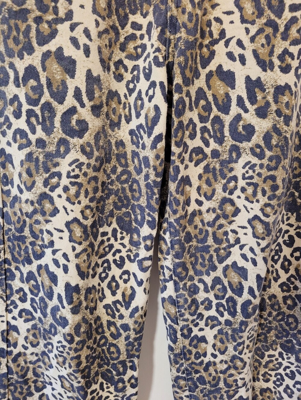 See See Paris Wide Leg Leopard Print Y2k Cotton Jeans - Tan/Black - Size 36 - Picture 7 of 9